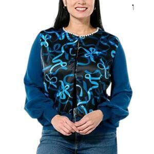 C. Wonder by Christian Siriano Women's Pearl Trim Ribbon Monsoon Cardigan NWT